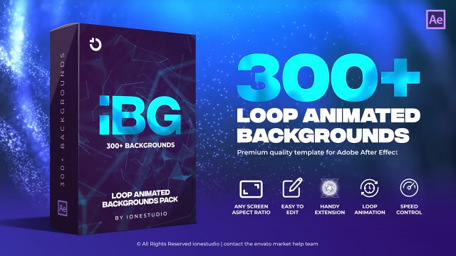 AE/PR插件-iBG Loop Backgrounds 300个抽象彩色渐变图形背景循环动画预设-数艺帮-影视后期3D动画创意设计资源网